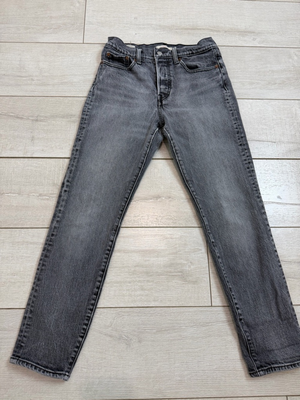 Levi’s Made & Crafted Wedgie Straight Jeans Gray Wash High Rise Button Fly
